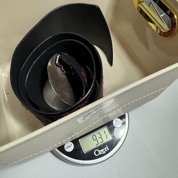 CHICO'S Ethnic Tribal Med.  Leather Wide Slouchy Belt Silver Medallion Buckle - Picture 8 of 8